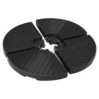 Outsunny 4PCs Cantilever Umbrella Base Weights for Offset Banana Parasol, Wicker Effect HDPE Water or Sand Filled Patio Umbrella Weights with Built-in Handles, Black(m-2)