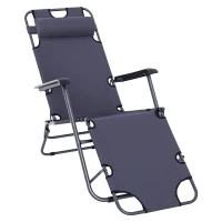 Outsunny Folding Chaise Lounge Chair, Outdoor Portable 2-Level Adjustable Recliner Zero Gravity Chair with Headrest Pillow, Armrests with Storage Mesh Pocket, Grey(m-2)
