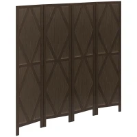 HOMCOM 5.6 Ft. Tall 4-Panel Room Divider, Diamond Pattern Freestanding Folding Privacy Screen Panels, Partition Wall Divider for Indoor Bedroom Office(m-11)