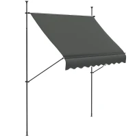 Outsunny 8' x 4' Manual Retractable Awning, Non-Screw Patio Awning, UV Resistant for Window or Door, Dark Gray(m-11)