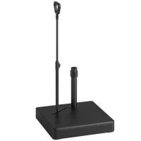 Outsunny Square Plastic Patio Umbrella Base with Adjustable Wheels, Handle, Outdoor Patio Umbrella Stand, Filled Up to 121lb with Stand, 99lb with Water for Garden Poolside, Black(m-11)