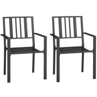 Outsunny Patio Dining Chairs with Metal Slatted Design, Black(m-11)