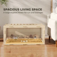 PawHut Hamster Cage with Easy View Acrylic Panels, Air Vents & Openable Roof, for Gerbil, Guinea Pig, 39" x 20" x 18.5", Oak(m-5)