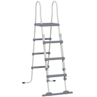 Outsunny 70" Above Ground Swimming Pool Ladder, A-Frame Deck Ladder with Top Platform, Non-slip Steps & Rounded Handrails for 48" Pool Wall Height, Gray
