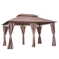 Outsunny 10' x 13' Patio Gazebo, Outdoor Gazebo Canopy Shelter with Curtains, Vented Roof, Steel Frame for Garden, Lawn, Backyard and Deck, Khaki