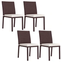 Outsunny Patio Dining Chairs Set of 4, All Weather Wicker Armless Outdoor Chairs with Steel Frame for Garden, Backyard, Beige(m-11)