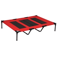 PawHut XL Elevated Dog Bed, Outdoor Raised Dog Bed, Portable Pet Cot w/Carry Bag Metal Frame Breathable Mesh Indoor and Outdoor Red