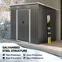 Outsunny 7'x 4' Metal Patio Storage Shed Garden Lockable Shed Tool Utility Storage Unit, Light Black(m-4)