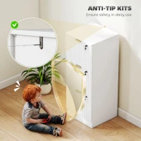 HOMCOM Lockable Filing Cabinet with 3 Fluted Drawers, File Cabinet with Adjustable Hanging Rails for A4 Letter Files, White(m-7)