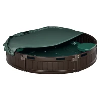 Outsunny Kids Outdoor Sandbox with Cover Waterproof Oxford Canopy, Bottom Fabric Liner, Children Playset for 3-12 years old, Backyard, Brown(m-2)
