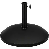 Outsunny 20" 55 lbs Round Cement Umbrella Base Stand Market Parasol Holder with Tightening Knob & Easy Setup, for Φ1.3", Φ1.5", Φ1.9" Pole, for Lawn, Deck, Backyard, Garden, Black(m-1)