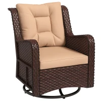 Outsunny PE Rattan 360° Swivel Patio Chair with Cushion, Brown(m-11)