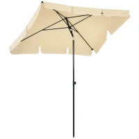 Outsunny 6.5x4ft Rectangle Patio Umbrella Aluminum Tilt Adjustable Garden Parasol Sun Shade Outdoor Canopy Beige(m-2)