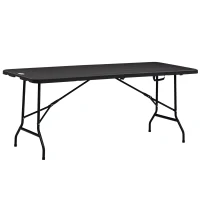 Outsunny Foldable Patio Dining Table for 6, Rectangular Outdoor Table for Garden Lawn Backyard, Dark Grey(m-11)