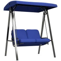 Outsunny 2-Seater Outdoor Porch Swing with Adjustable Canopy, Patio Swing Chair for Garden, Poolside, Backyard, Dark Blue(m-11)