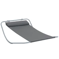 Outsunny Single Rocking Sun Lounger Hammock Bed with Steel Frame and Headrest for Garden Beach and Pool 7'L x 4.3'W(m-2)