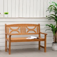 Outsunny 2-Seater Wooden Garden Bench for Yard, Lawn, Porch, Natural(m-8)