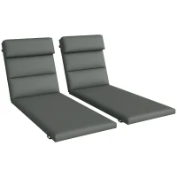 Outsunny Patio Chaise Lounge Chair Cushions Replacement Sun Lounger Pads with Headrest and Ties, Set of 2, Grey(m-11)