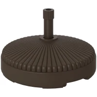 Outsunny Round Plastic Patio Umbrella Base Parasol Holder Outdoor Umbrella Stand, Filled Up to 62lbs with Stand or 51lbs with Water for Garden, Poolside, Brown(m-11)