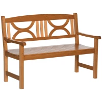 Outsunny 2-Seater Wooden Garden Bench for Yard, Lawn, Porch, Natural(m-11)