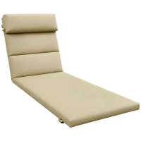 Outsunny Patio Chaise Lounge Chair Cushion Replacement Sun Lounger Pads with Headrest and Ties, Beige(m-11)