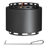 Outsunny Smokeless Fire Pit, Portable Wood Burning Firepit with Poker for Garden Camping Bonfire Party, Metal, Black(m-11)