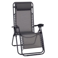 Outsunny Zero Gravity Lounger Adjustable Patio Lounge Chair Foldable Reclining Seat Outdoor Garden Portable Recliner Grey(m-2)
