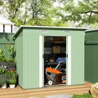 Outsunny 7'x 4' Metal Patio Storage Shed Garden Lockable Shed Tool Utility Storage Unit, Light Green(m-8)