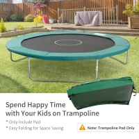 Soozier 14FT Trampoline Pad Replacement, Φ168" Spring Cover, Water-Resistant Universal Round Trampoline Safety Pad, No Holes for Pole, Green(m-5)