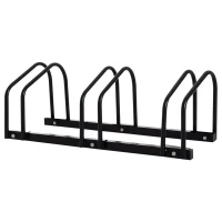 HOMCOM 3-Bike Bicycle Floor Parking Rack Cycling Storage Stand Ground Mount Garage Organizer for Indoor and Outdoor Use Black(m-2)