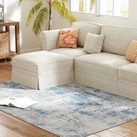 HOMCOM Area Rug 4x6, Machine Washable Rug, Non-Slip Modern Abstract Floor Carpet for Living Room, Bedroom, Dining Room, Blue(m-2)