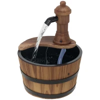 Outsunny Outdoor Fountain, Garden Water Fountain with Electric Pump for Porch, Deck, Yard, Carbonized(m-11)