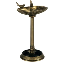 Outsunny 32" Bird Bath with Decorative Birds, Vintage Birdbath with Flower Planter Base for Garden, Bronze(m-11)
