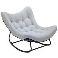 Outsunny Oversized Rattan Patio Egg Chair, Outdoor Rocking Chair with Padded Cushion for Indoor, Porch, Dark Grey(m-11)