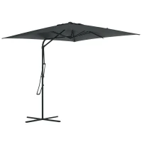 Outsunny 8FT Cantilever Patio Umbrella, Offset Patio Umbrella with Cross Base for Deck, Backyard, Pool and Garden, Hanging Umbrellas, Switch with a Wrench, Dark Gray(m-2)