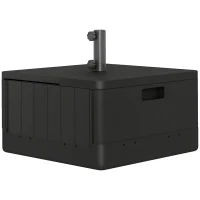 Outsunny 3-in-1 Patio Umbrella Base, Coffee End Table, Flower Box Planter with Wheels Handles, Square Plastic 176lb Stand/110lb Water Fillable Outdoor Garden Umbrella Stand, Black(m-11)