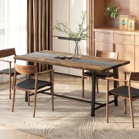 HOMCOM Industrial Kitchen Table for 8 People, 70.9" Long Dining Table with Large Tabletop and Steel Legs for Dining Room, Brown(m-9)