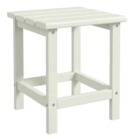 Outsunny Adirondack Side Table, Square Patio End Table, Weather Resistant 15" Outdoor HDPE Table for Porch, Pool, Balcony, White(m-11)