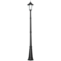 Outsunny 94.5" Solar Lamp Post Light, Dusk to Dawn Vintage Style Street Light, Aluminum Solar Powdered Lamp, PIR Motion Sensor for Garden, Lawn, Pathway, Driveway, Black
