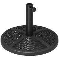 Outsunny 21 lbs Cement Round Market Umbrella Base Holder, 18" Heavy Duty Parasol Stand with Rattan Design for Patio, Black(m-2)