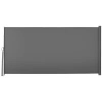 Outsunny Patio Outdoor Folding Retractable Side Awning Privacy Screen with Resistance to UV Rays & Wind, 118" x 63", Light Grey(m-11)