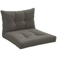 Outsunny 2-Piece Back and Seat Cushion Pillows Replacement, Button Tufted Patio Chair Cushions Set, Charcoal Grey(m-11)