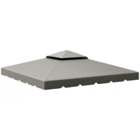 Outsunny 10' x 10' Gazebo Replacement Canopy, Gazebo Top Cover with Double Vented Roof for Garden Patio Outdoor TOP ONLY, Grey(m-2)