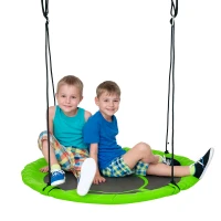 Outsunny 43.25" Saucer Swing, Nest Web Rope Seat with Adjustable Hanging Ropes, for Indoor Outdoor Children 3-12 Years Old, Green(m-11)