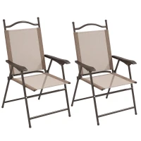 Outsunny 2 Pieces Folding Patio Camping Chairs Set, Sports Chairs for Adults with Armrest, Mesh Fabric Seat for Lawn(m-11)