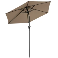 Outsunny Patio Sun Umbrella, Outdoor Parasol with 6 Ribs, Khaki(m-11)