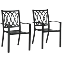 Outsunny 2 PCs Dining Chairs, Outdoor Armchairs, Stackable Design, Black(m-11)