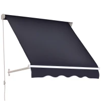 Outsunny 4' x 2.3' Retractable Window Door Awning Patio Canopy Outdoor Sun Shade Shelter Dark Grey(m-2)