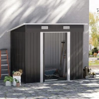 Outsunny 7'x 4' Metal Patio Storage Shed Garden Lockable Shed Tool Utility Storage Unit, Light Black(m-10)
