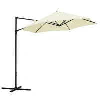 Outsunny 8.5FT Offset Patio Umbrella with 360° Rotation, Outdoor Cantilever Roma Parasol Hanging Sun Shade Canopy Shelter with Cross Base, Beige(m-2)